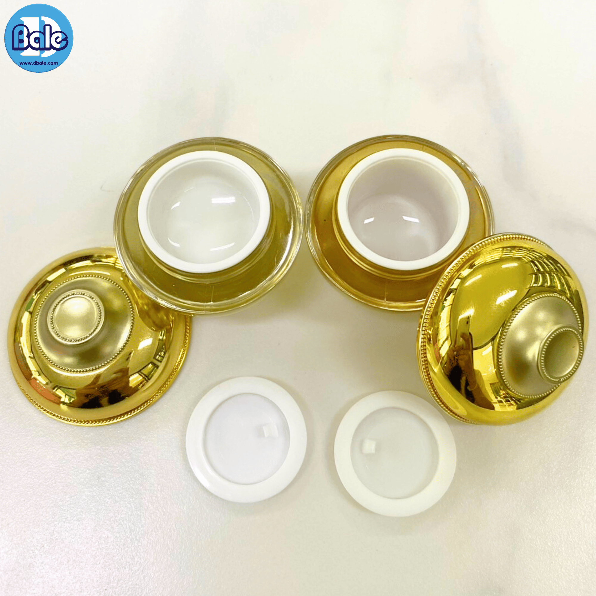 k0220 5g. กระปุกครีมทรงบาตรทองเงา 5g.