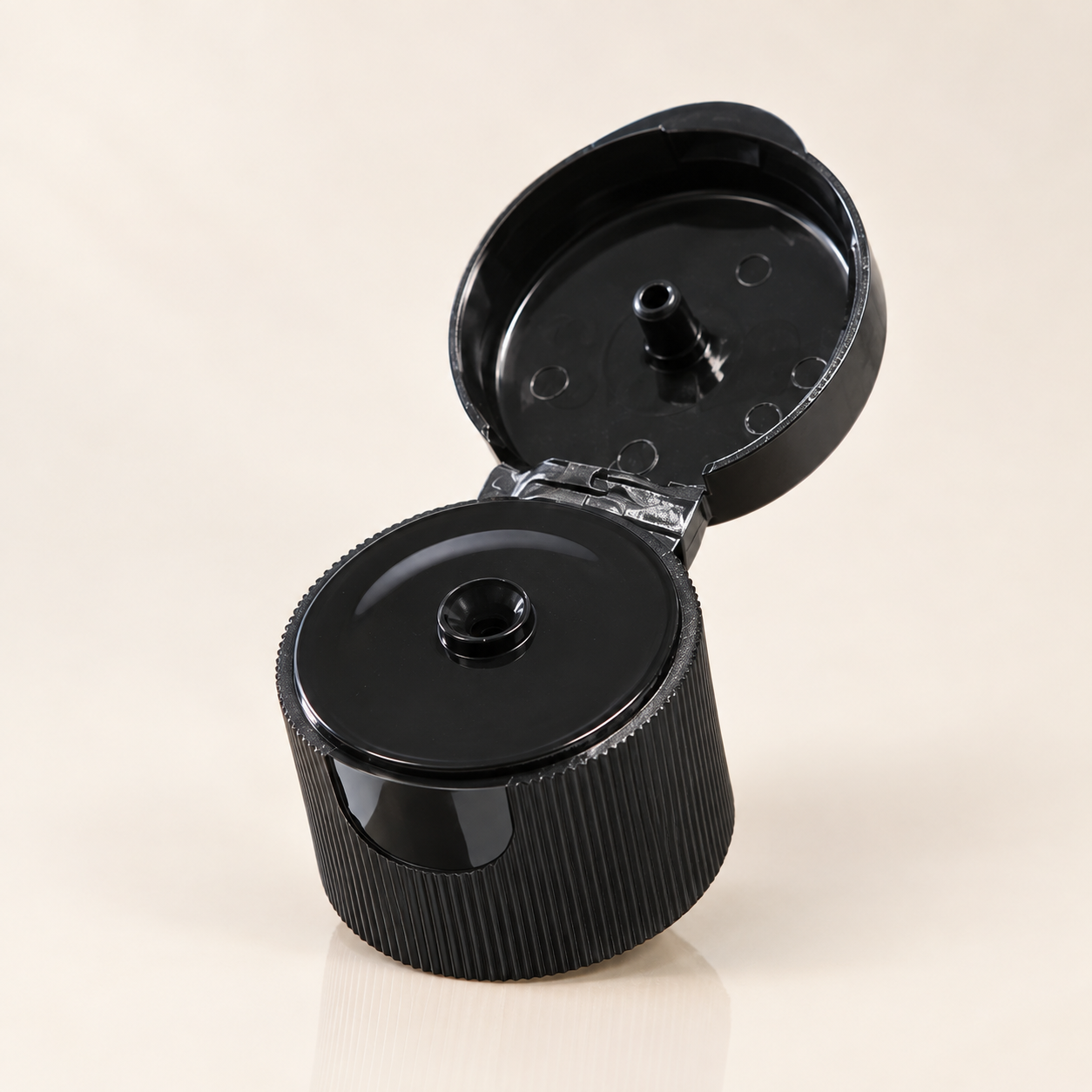 flip05 ฝาป๊อกแป๊ก ผิวเส้น ขวดเซรั่มคอ24mm สีดำ คอ24mm