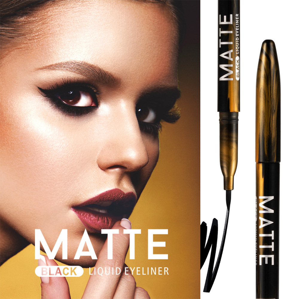 *เนื้อแมท กันน้ำ* Matte black liquid eyeliner อายไลเนอร์เนื้อแมทสูตรกันน้ำสีดำสนิท จากมีนาว กันน้ำกันเหงื่ออายไลเนอร์จึงไม่เลอะเปื้อน ให้ทุกสัมผัสการกรีดสม่ำเสมอไม่ขาดตอน ตวัดเส้นเล่นลวดลายโฉบเฉี่ยวได้ดั่งใจ