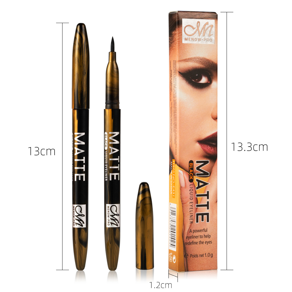 *เนื้อแมท กันน้ำ* Matte black liquid eyeliner อายไลเนอร์เนื้อแมทสูตรกันน้ำสีดำสนิท จากมีนาว กันน้ำกันเหงื่ออายไลเนอร์จึงไม่เลอะเปื้อน ให้ทุกสัมผัสการกรีดสม่ำเสมอไม่ขาดตอน ตวัดเส้นเล่นลวดลายโฉบเฉี่ยวได้ดั่งใจ