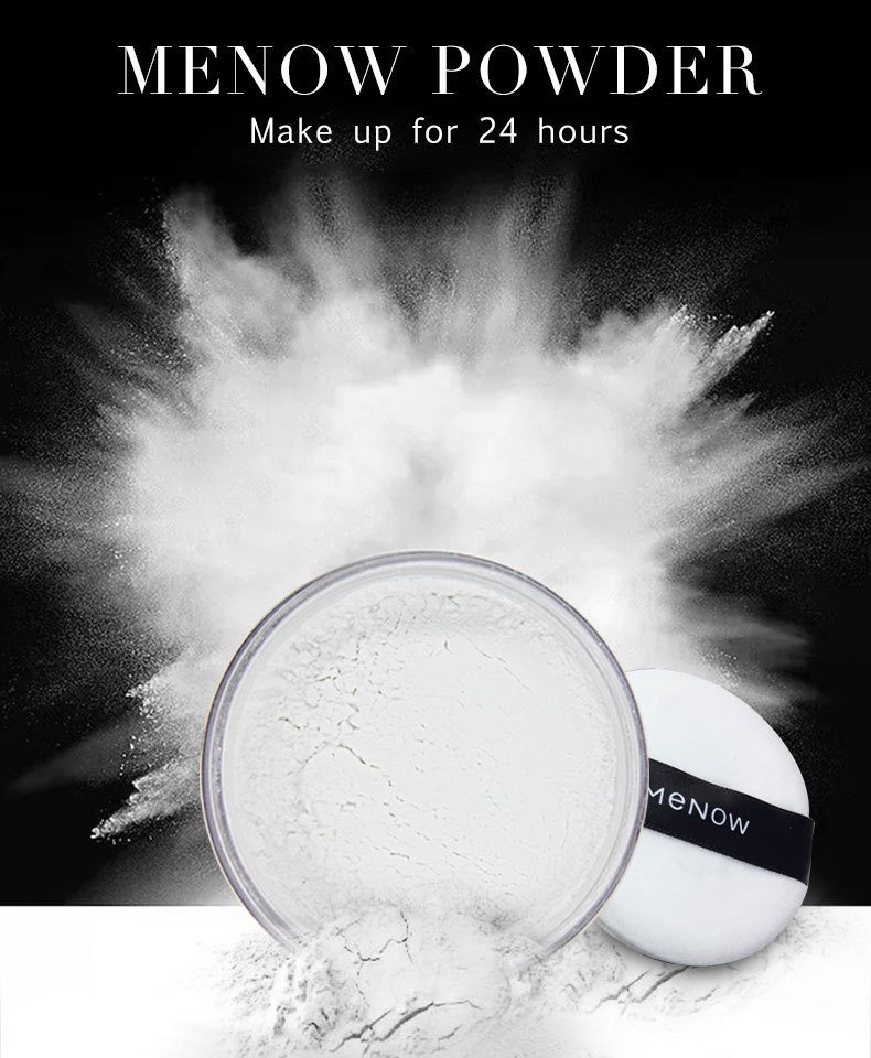 ขายปลีกส่ง เครื่องสำอาง?แท้/พร้อมส่ง ?แป้งฝุ่นควบคุมความมันตลอดวัน บางเบาไม่อุดตันผิว เนื้อละเอียดโปร่งแสง สัมผัสเนียนนุ่มดุจกำมะหยี่ สามารถใช้ได้ทุกสีผิว ไม่ทำให้สีรองพื้นเพี้ยน เผยผิวเรียบเนียนอย่างเป็นธรรมชาติ MENOW White Color Loose Powder Long Lasting wear