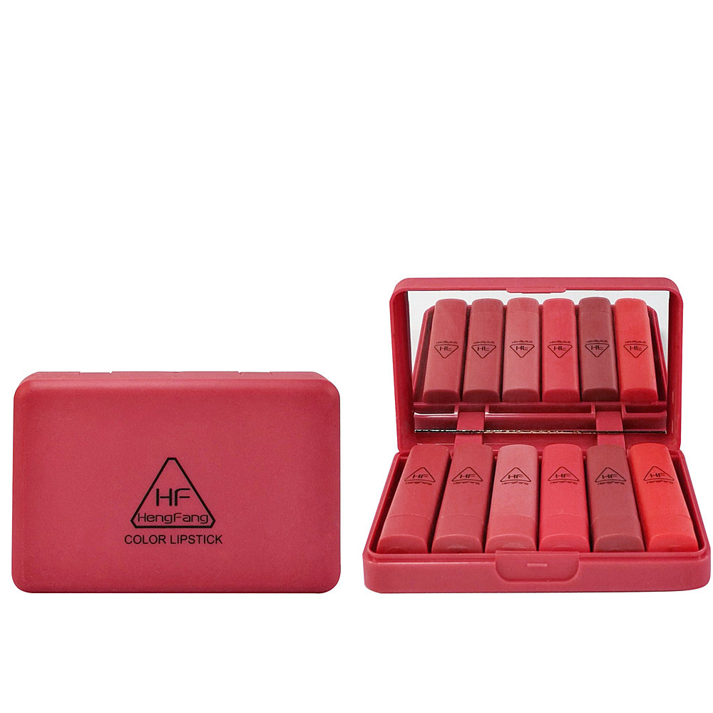 (1set/6แท่ง)ลิปสติกเนื้อเงา มันวาว ติดทน สีแน่น สวย เติมเสน่ห์ให้ริมฝีปากคุณน่าสัมผัส ลิปสติกสีสวย สะกดทุกสายตาให้คุณโดนเด่น เครื่องสำอาง HENGFANG HF9081