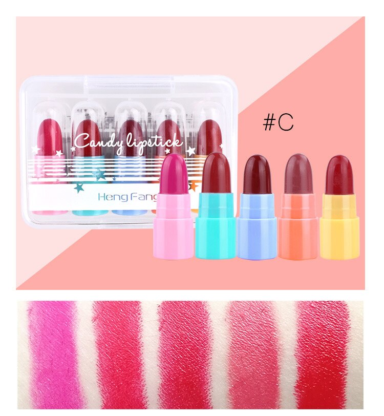 ขายปลีกส่ง LIPSITCK จิ๋ว เซ็ต5แท่ง สีแน่นสวย น่าใช้ พร้อมส่งทั่วไทย