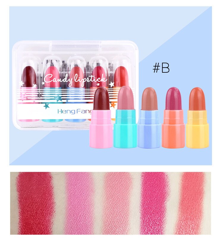 ขายปลีกส่ง LIPSITCK จิ๋ว เซ็ต5แท่ง สีแน่นสวย น่าใช้ พร้อมส่งทั่วไทย