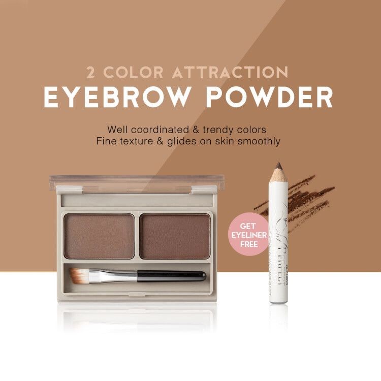 ( คิ้วเป๊ะ/หน้าเปลี่ยน/ใช้ดี ติดทน )MENOW เขียนคิ้วง่ายๆ EYEBROW แถมดินสอเขียนได้ทั้งขอบตาและขอบปากในแท่งเดียวในตัว คุ้มสุดๆ Menow Cosmetics E418 Pro Makeup Silky Eyebrow Powder